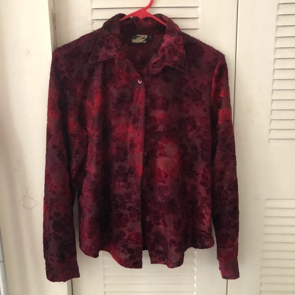 Rue 21 Velvet Burnout Button up shirt - Picture 1 of 5